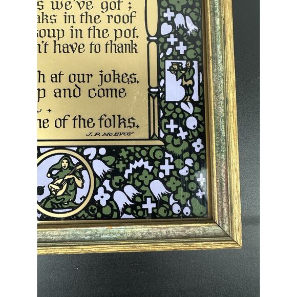 Antique Celtic 1922 WELCOME GUEST Poem Art Nouveau Framed Artist JP Mc Evoy - Picture 5 of 9